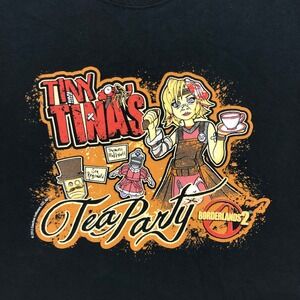 Borderlands 2 Tiny Tina Tea Party Graphic T Shirt Gildan Ultra Cotton XL‎